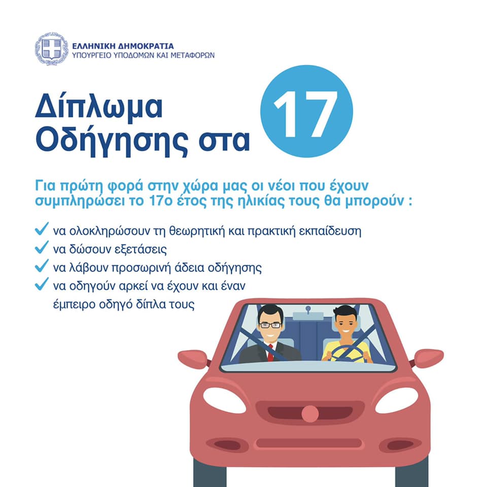 δίπλωμα οδήγησης ιχ στα 17
